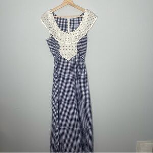 Women’s vintage Jody’s‎ of California blue white gingham print dress size 13